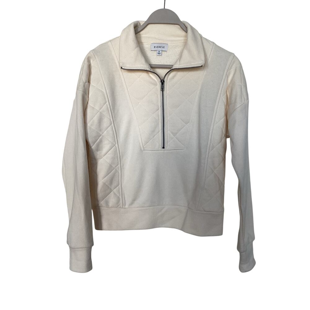 Evereve Cream Half Zip Sweatshirt Women's XS Oversized Fit cream